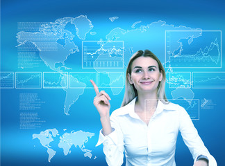 Businesswoman and technology related background
