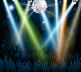 Mirror ball dance floor crowd