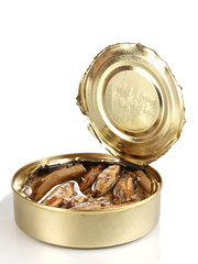 Open tin can isolated on white