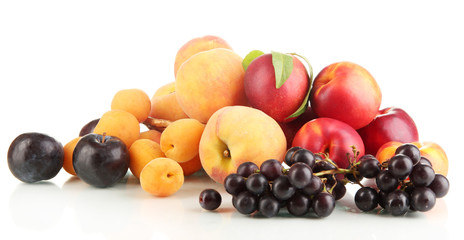 Ripe fruit and berries isolated on white