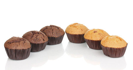 Fresh muffins isolated on white