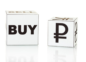 forex. currency in the white dices on white background