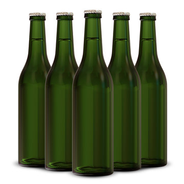 Group of Beer Bottles isolated on white background