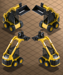 Isometric Bobcat Bulldozer isolated with Clipping path