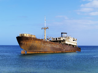 Shipwreck near Costa Teguise, Lanzarote, Canary Islands, Spain