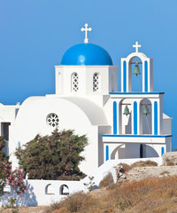 Santorini - Pyrgos - Church with blue cupola