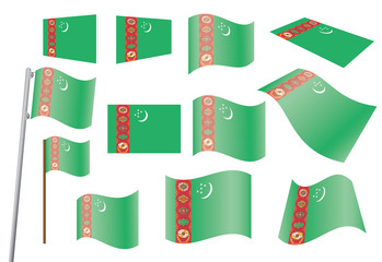 set of flags of Turkmenistan vector illustration