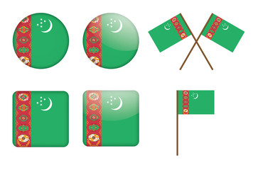 set of badges with flag of Turkmenistan vector illustration