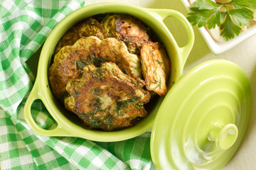 Fried vegetables. Summer squashes.