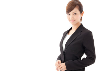 asian businesswoman on white background