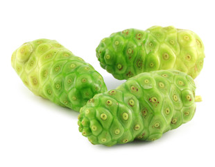 Noni fruits on white isolated background