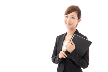 a young businesswoman on white background