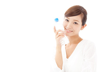 attractive asian woman with pure water