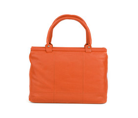 Orange women bag isolated on white background