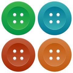 Group of Bright Colorful Sewing Buttons on White Background