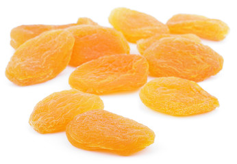 Dried apricot fruits on white