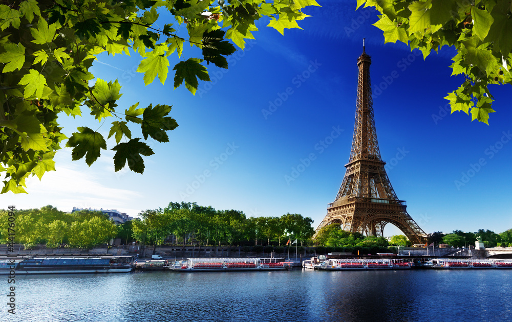 Poster seine in paris with eiffel tower