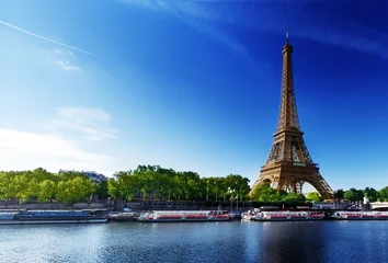 Foto auf Glas Seine in Paris mit Eiffelturm © Iakov Kalinin