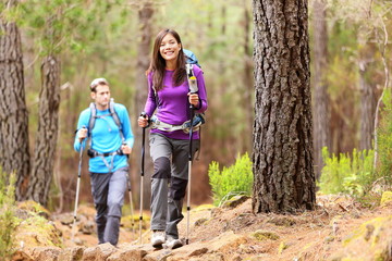 Hikers in forest