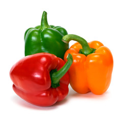 bell peppers over white background