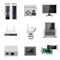 server and communication vector icon set