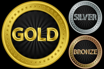 Golden, silver and bronze empty signs