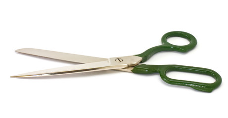 Obraz premium Metallic scissors isolated on white background