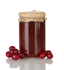 Jar of jam from the cornel isolated on white
