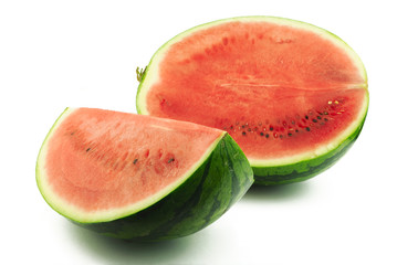 Half and slice of watermelon