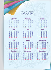 Calendar 2013. Week starts on Monday.