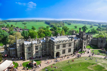 Aerial view of Warwick castle