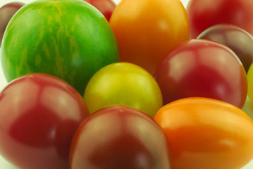 Various tomatoes closeup