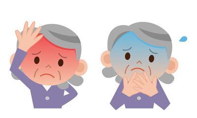 熱中症　吐き気　シニア女性