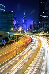 Fototapeta premium city in night with busy traffic