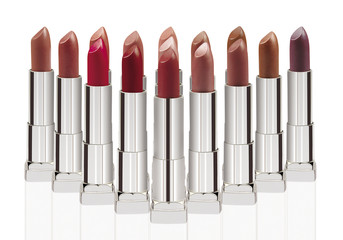 Obraz premium Group of lipsticks isolated on white with clipping path