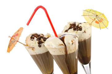 Chocolate cocktail isolated on the white