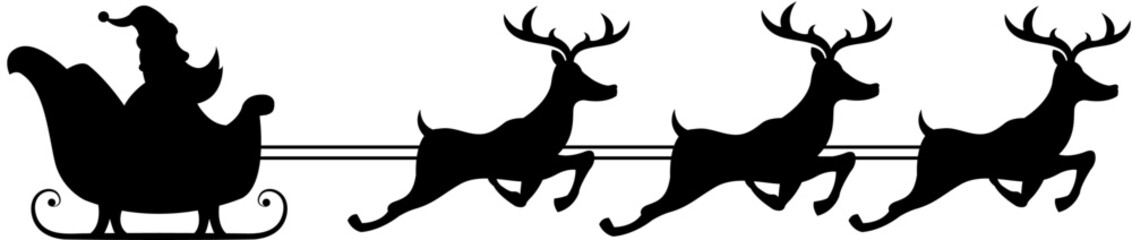 digital image of a silhouette of a santa claus riding sleigh