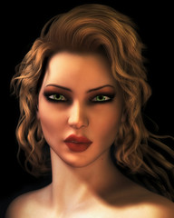 Digital Illustration Portrait of Young Blond Woman