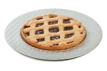 fruit tart on silver tray