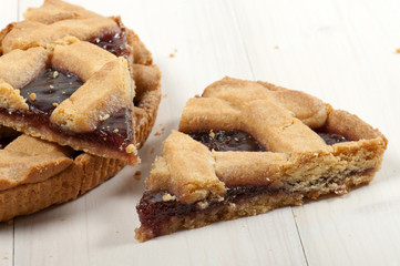 fruit tart on wooden table