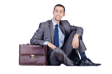 Man with briefcase on white