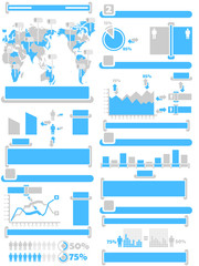 Obraz premium INFOGRAPHIC DEMOGRAPHICS WORLD PERCENTAGE BLUE