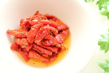 Semi dried tomatoes marinated in olive oil