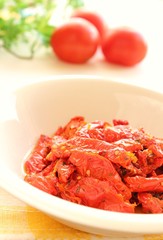 Semi dried tomatoes marinated in olive oil