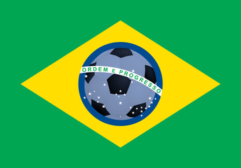 flag of Brazil with football vector illustration