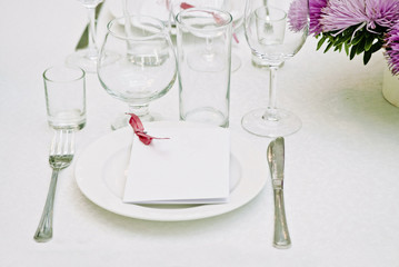 Table setting for a wedding or dinner event