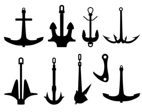 Anchor silhouettes set