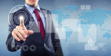 Man with Touchscreen Business