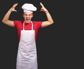 Angry Young Man Raising His Hand