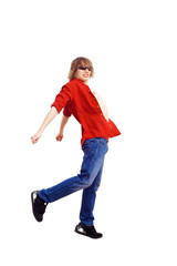 Happy smiling young man dancing